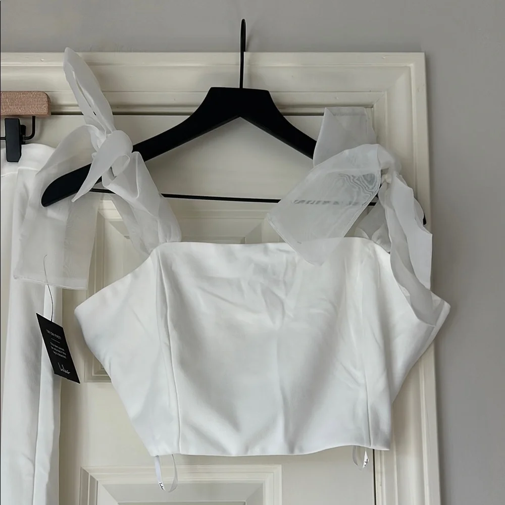 NWT Lulu's Elegant White Two-Piece Set - Picture 4 of 8